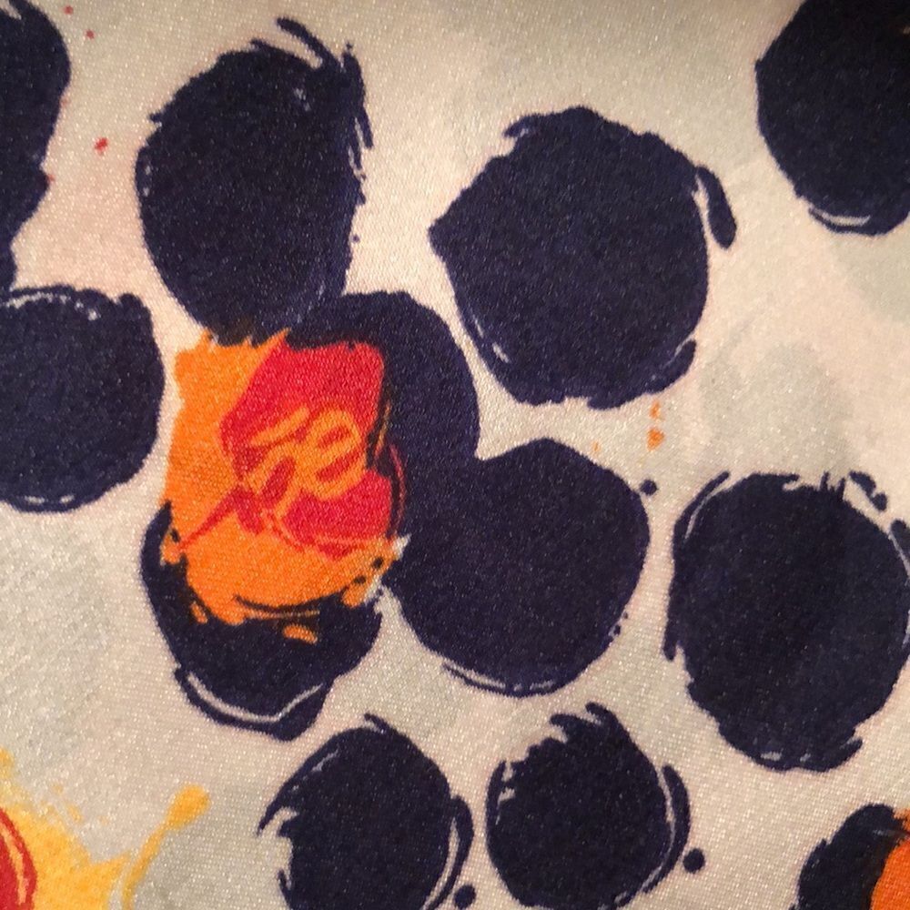 oe Neck Scarf or Pocket Square Silver Gary Navy Orange Red Gold oe Logo - Picture 8 of 10